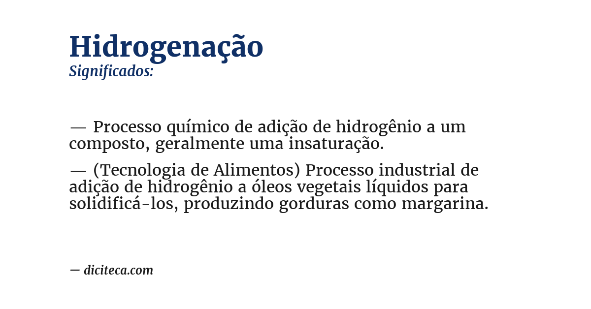 Significado de hidrogenação