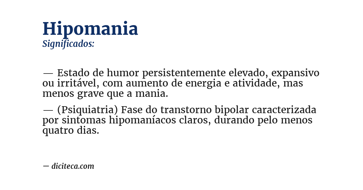 Significado de hipomania