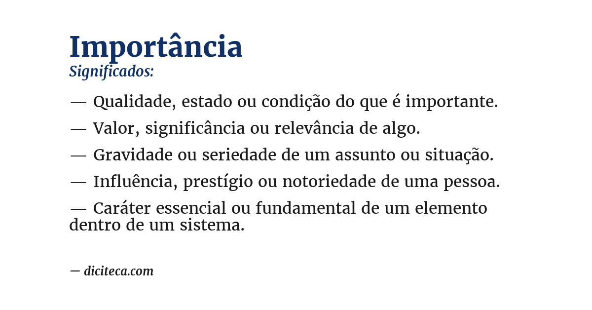 Significado de importância