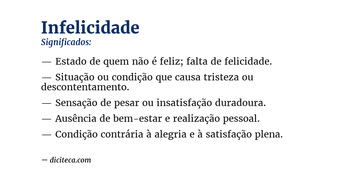 Significado de infelicidade