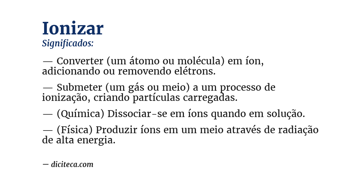 Significado de ionizar