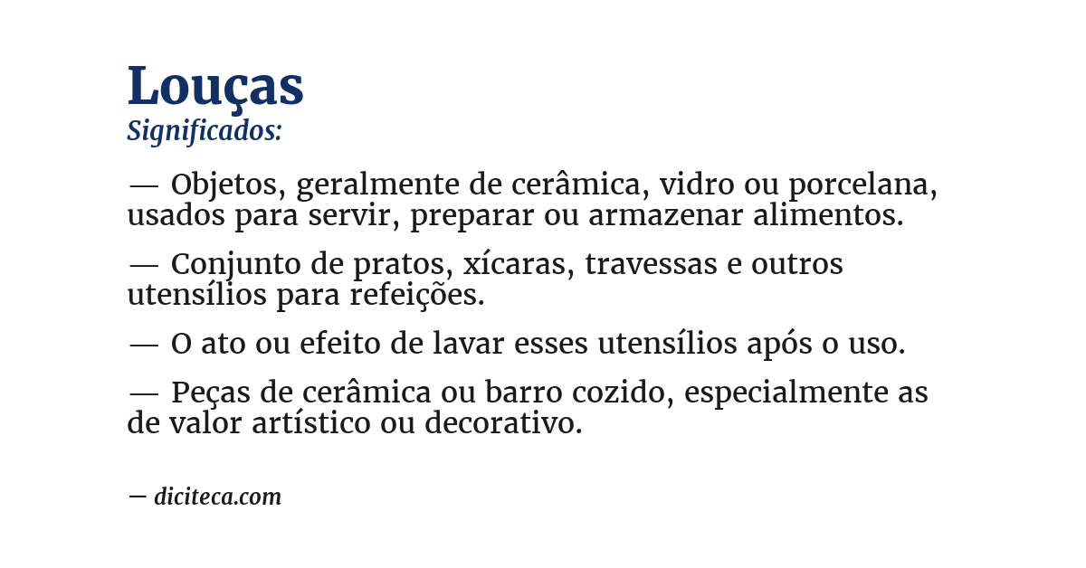 Significado de louças