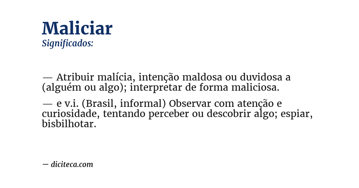 Significado de maliciar