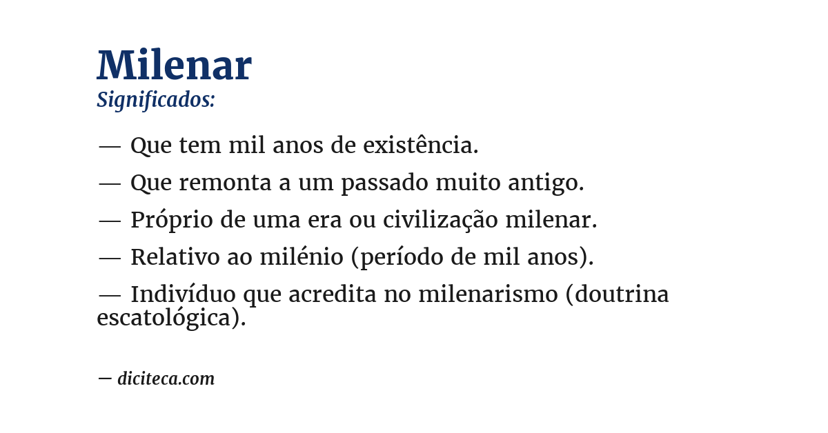 Significado de milenar