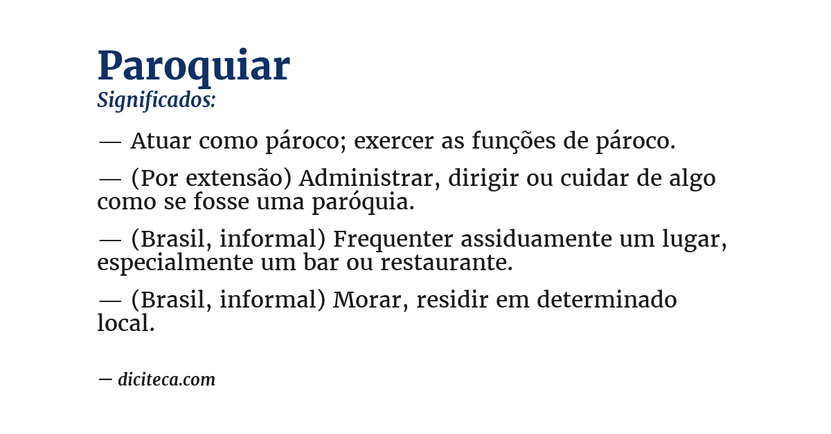 Significado de paroquiar