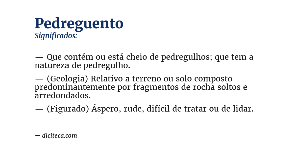 Significado de pedreguento