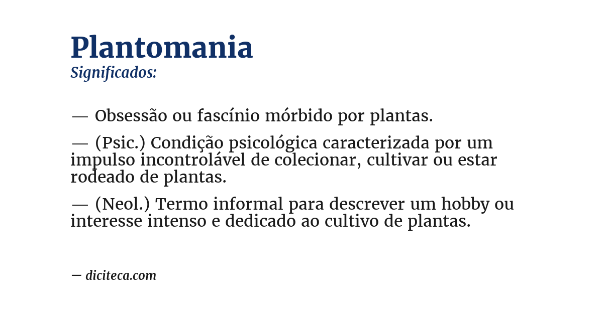 Significado de plantomania