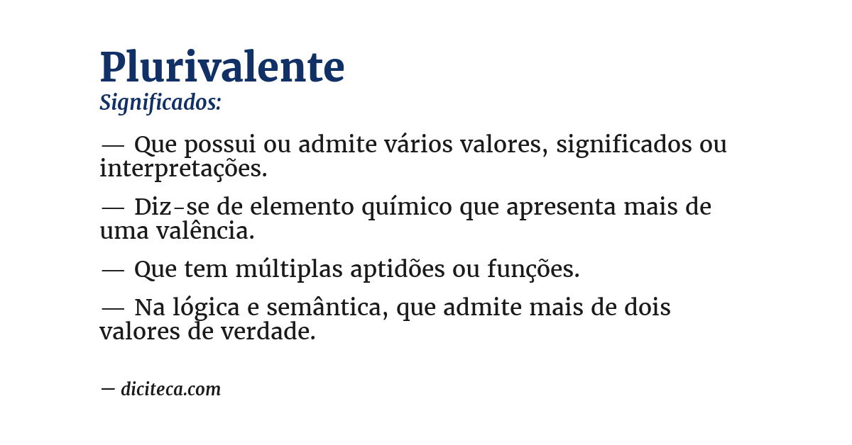 Significado de plurivalente