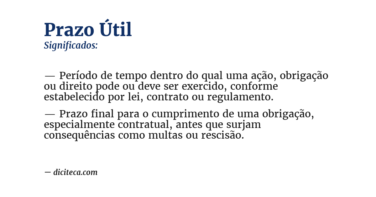 Significado de prazo útil