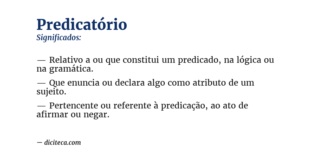 Significado de predicatório