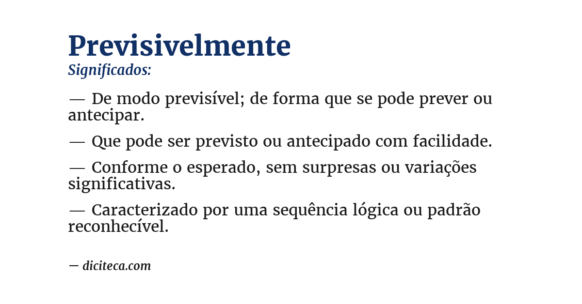 Significado de previsivelmente