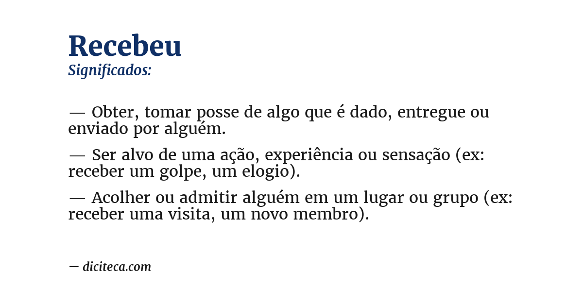 Significado de recebeu