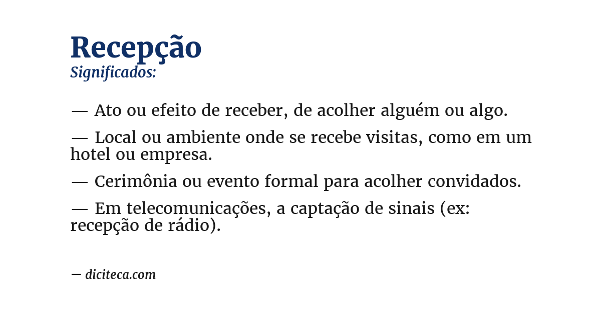 Significado de recepção