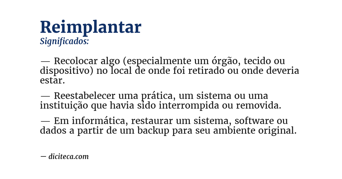 Significado de reimplantar