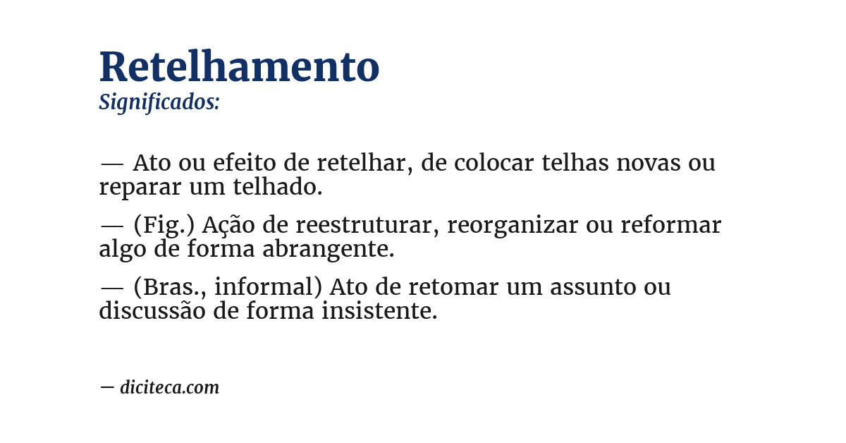 Significado de retelhamento