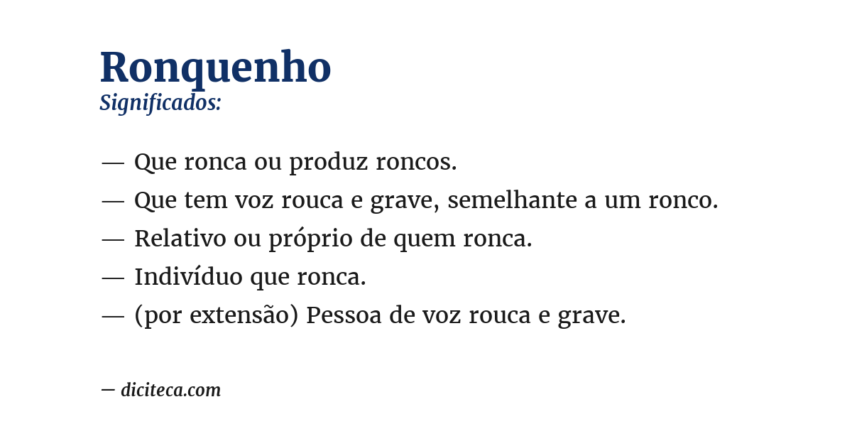 Significado de ronquenho