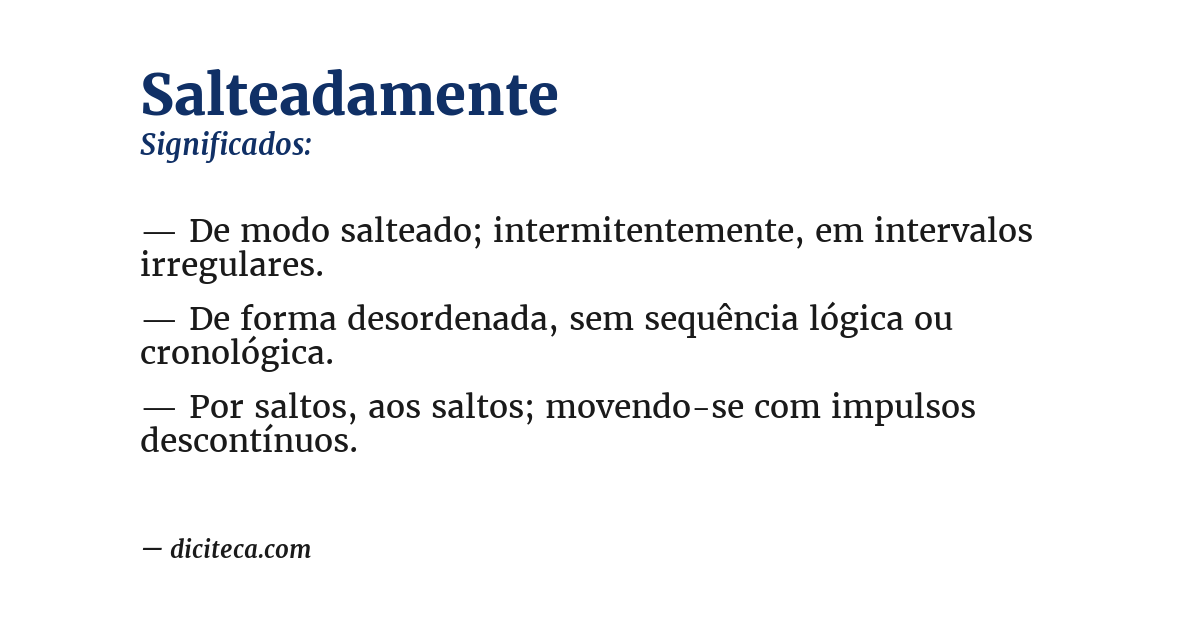 Significado de salteadamente