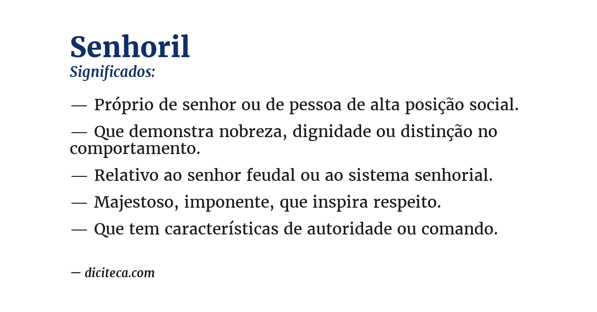 Significado de senhoril