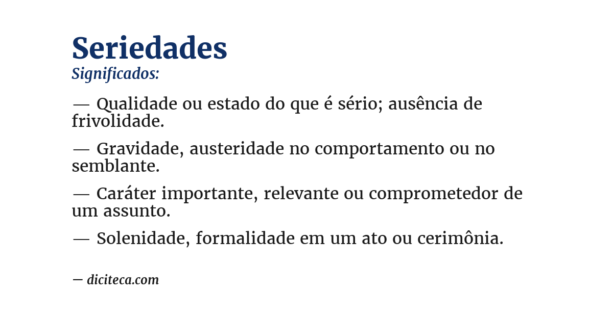 Significado de seriedades