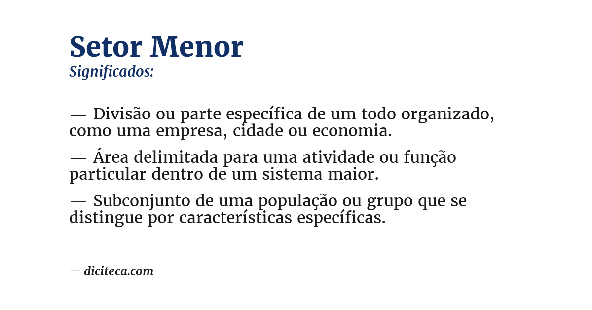 Significado de setor menor