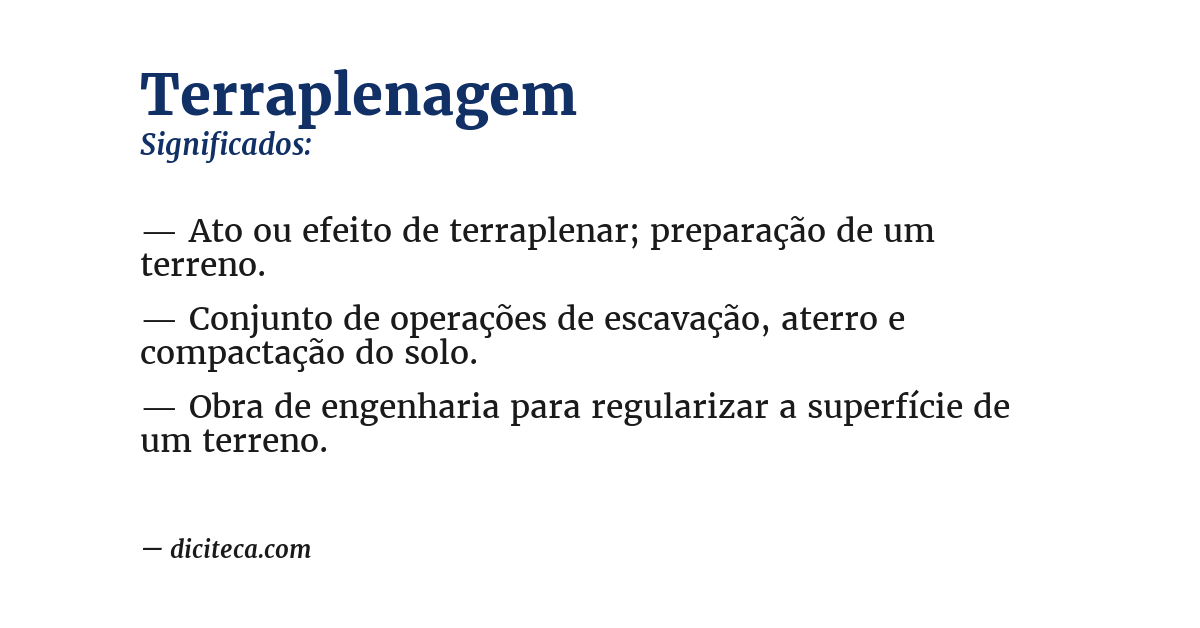 Significado de terraplenagem
