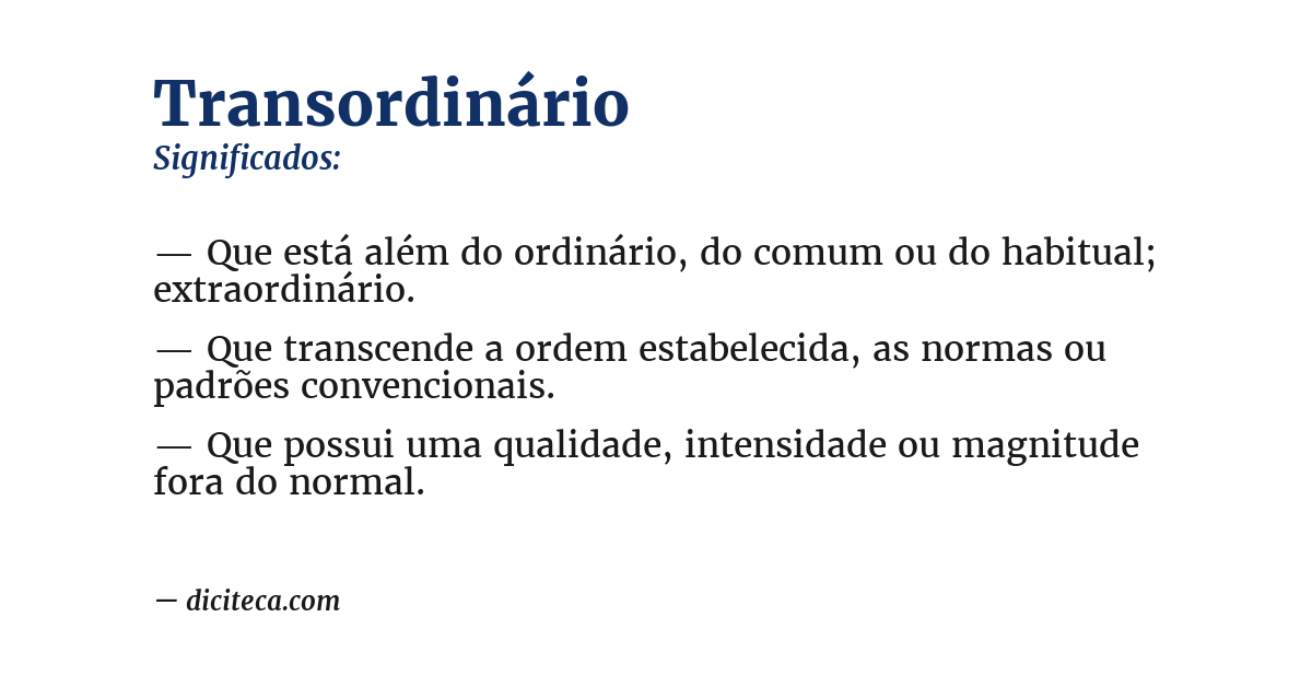 Significado de transordinário