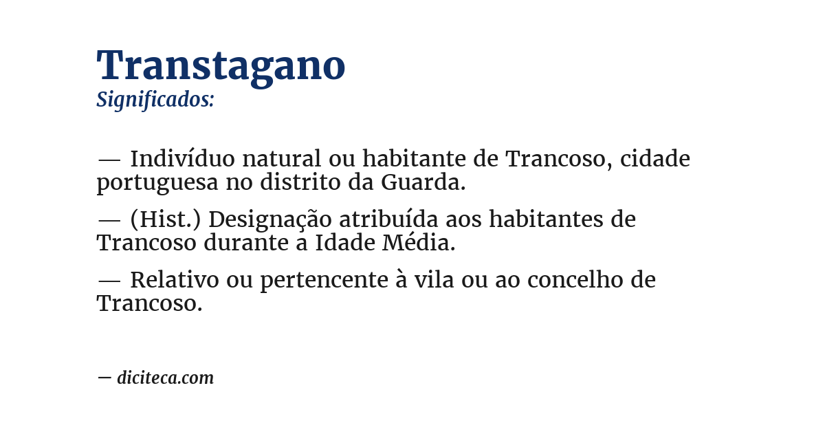 Significado de transtagano