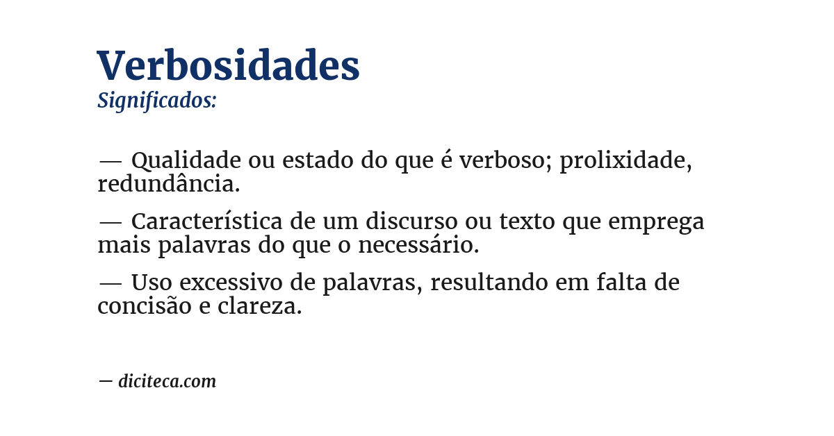 Significado de verbosidades