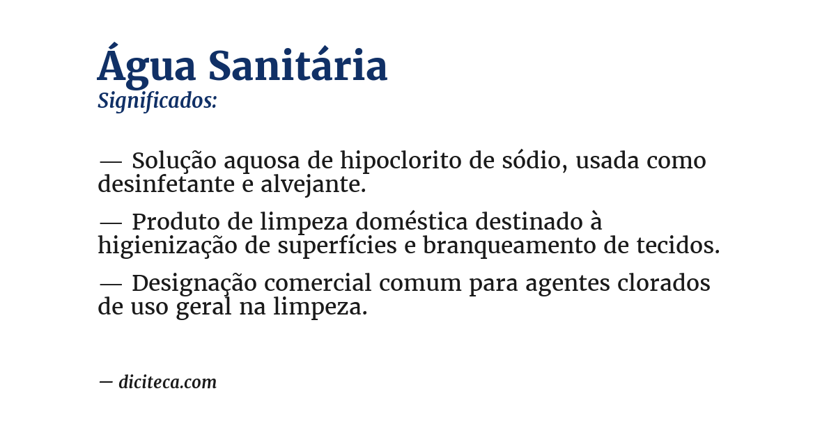 Significado de água sanitária