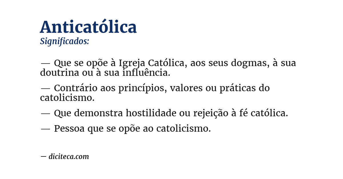 Significado de anticatólica