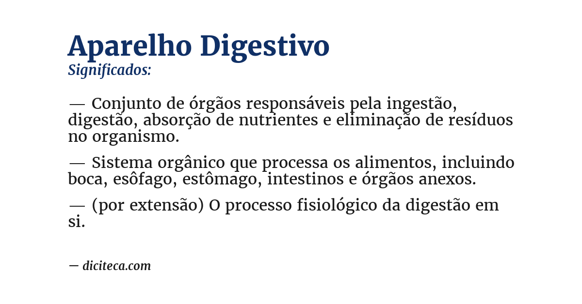 Significado de aparelho digestivo