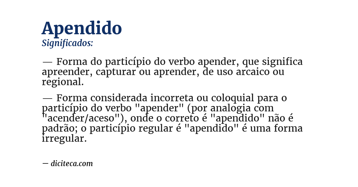 Significado de apendido