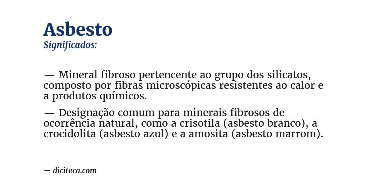 Significado de asbesto