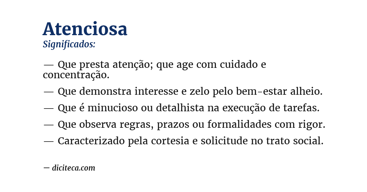 Significado de atenciosa