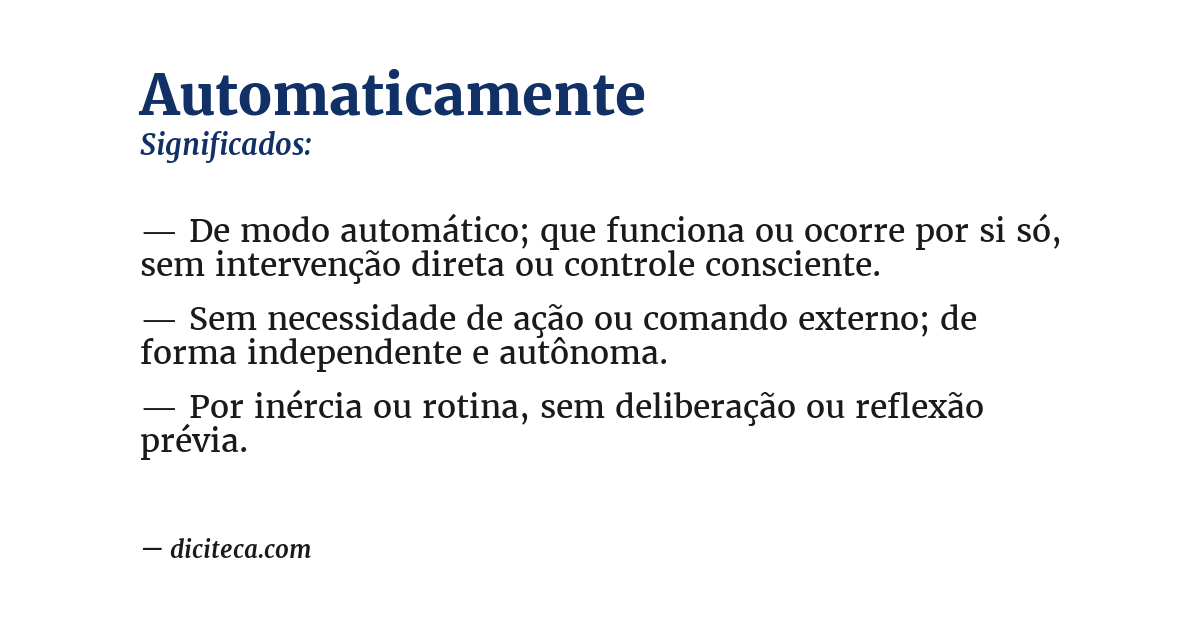 Significado de automaticamente