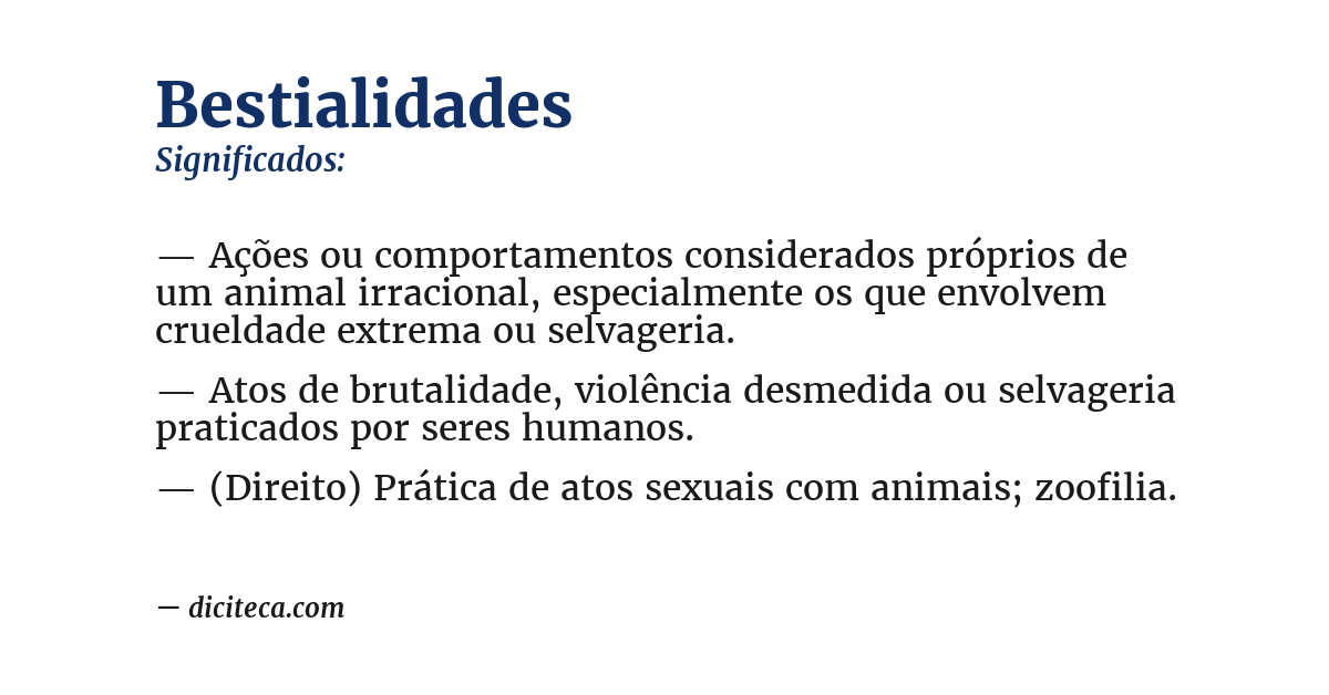 Significado de bestialidades