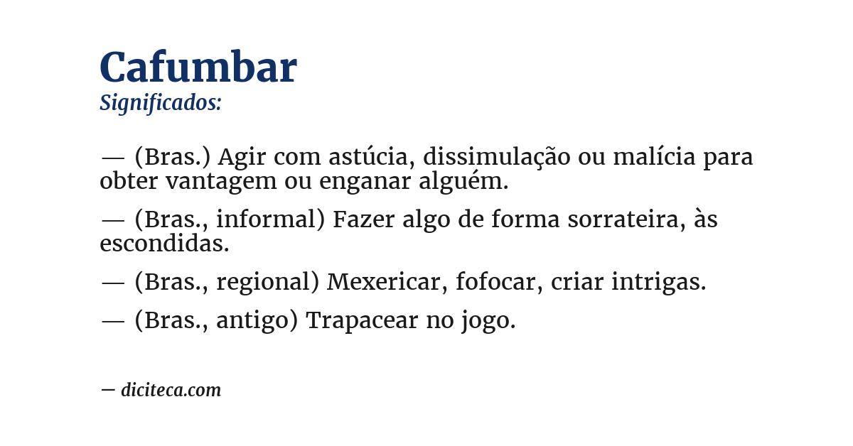 Significado de cafumbar