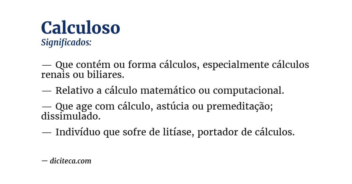 Significado de calculoso
