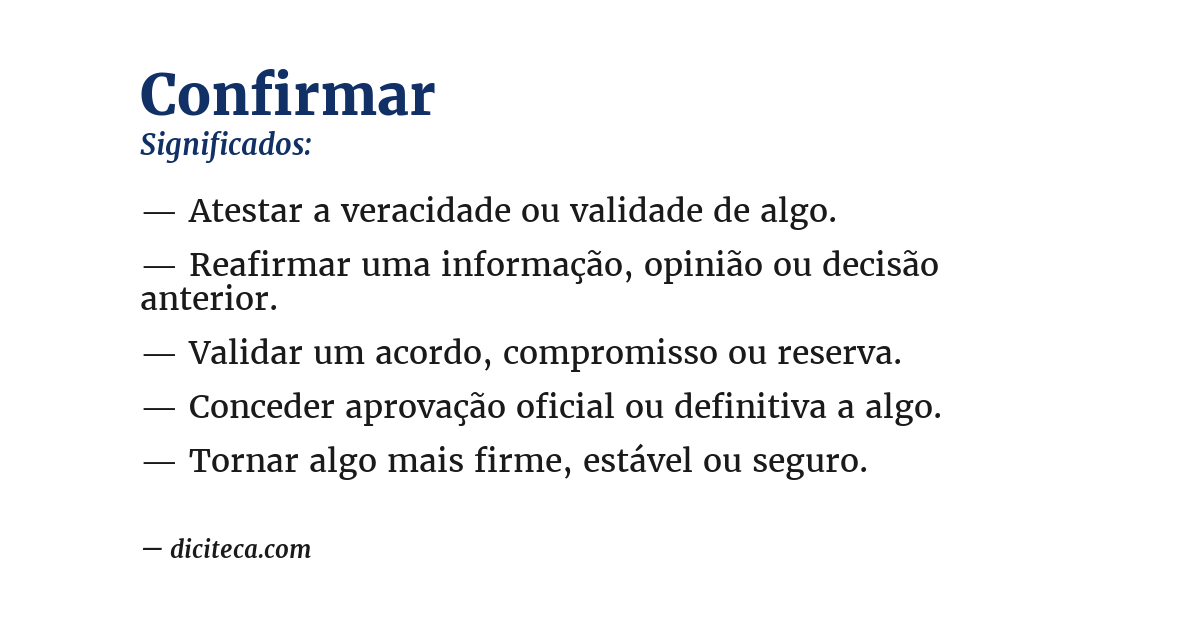 Significado de confirmar