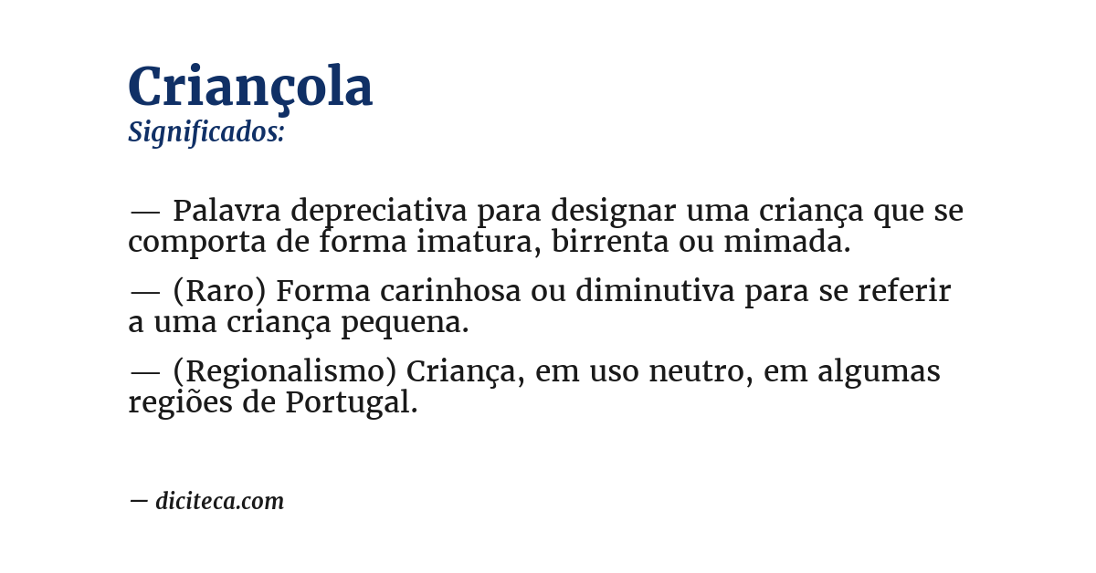 Significado de criançola