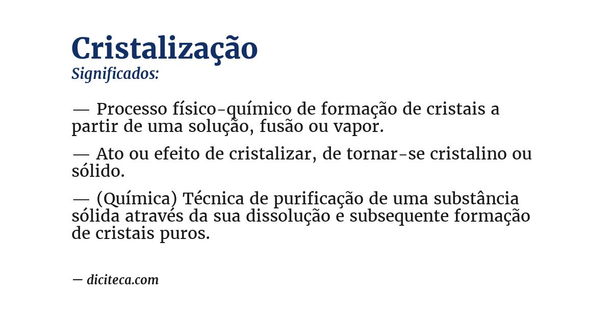 Significado de cristalização