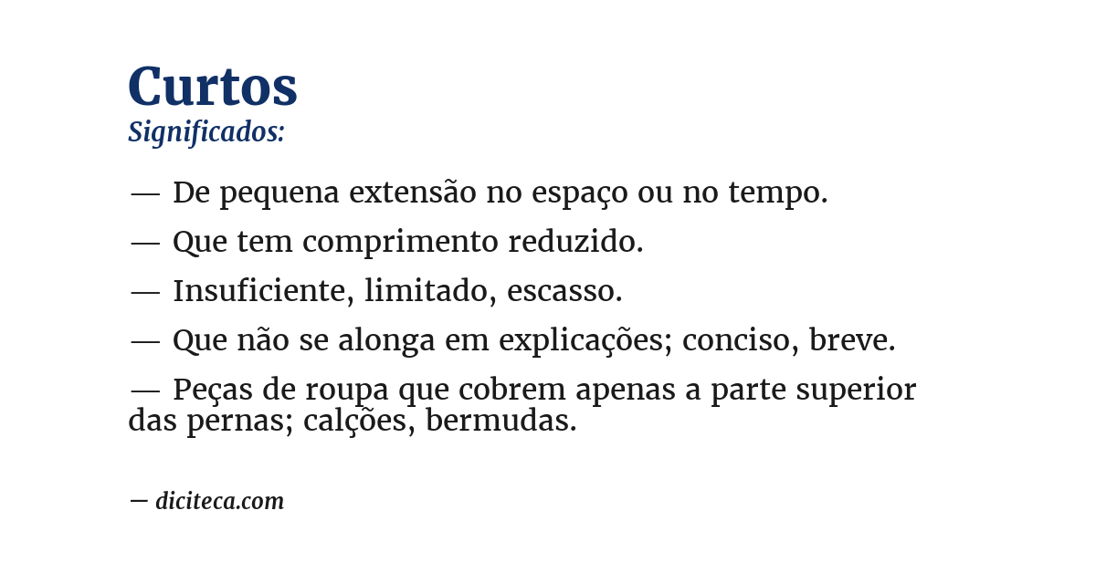 Significado de curtos