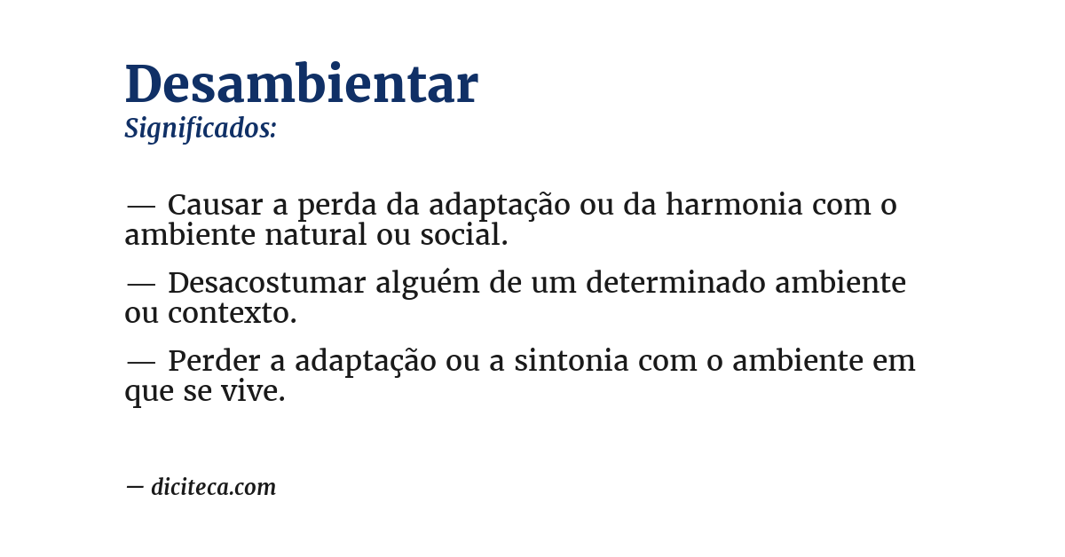 Significado de desambientar