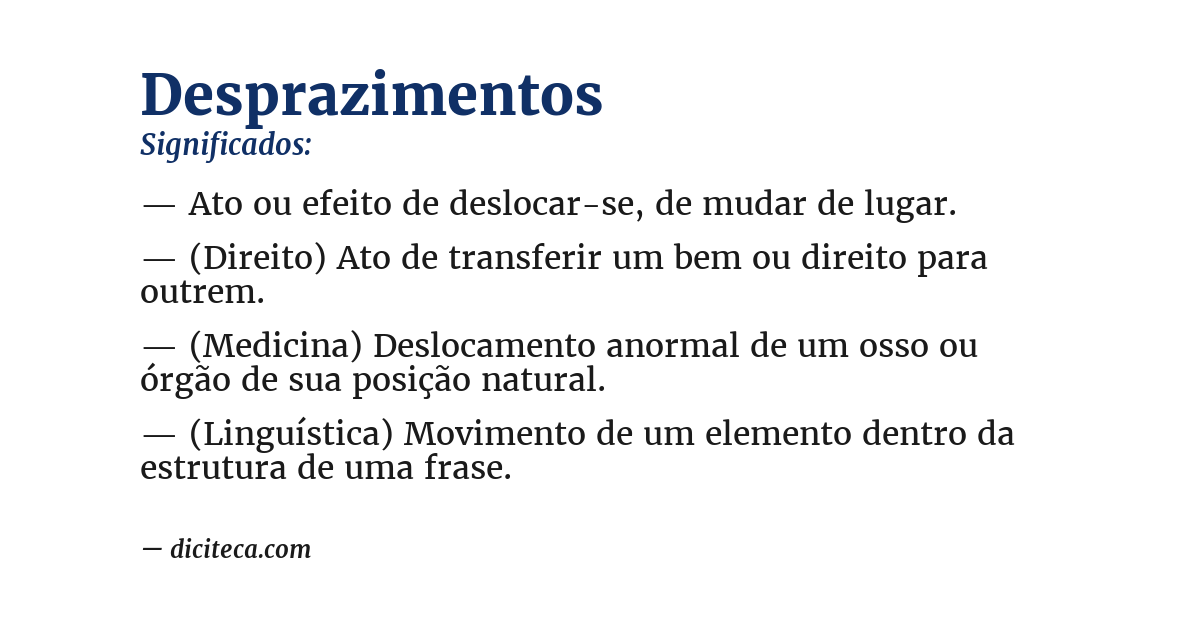 Significado de desprazimentos