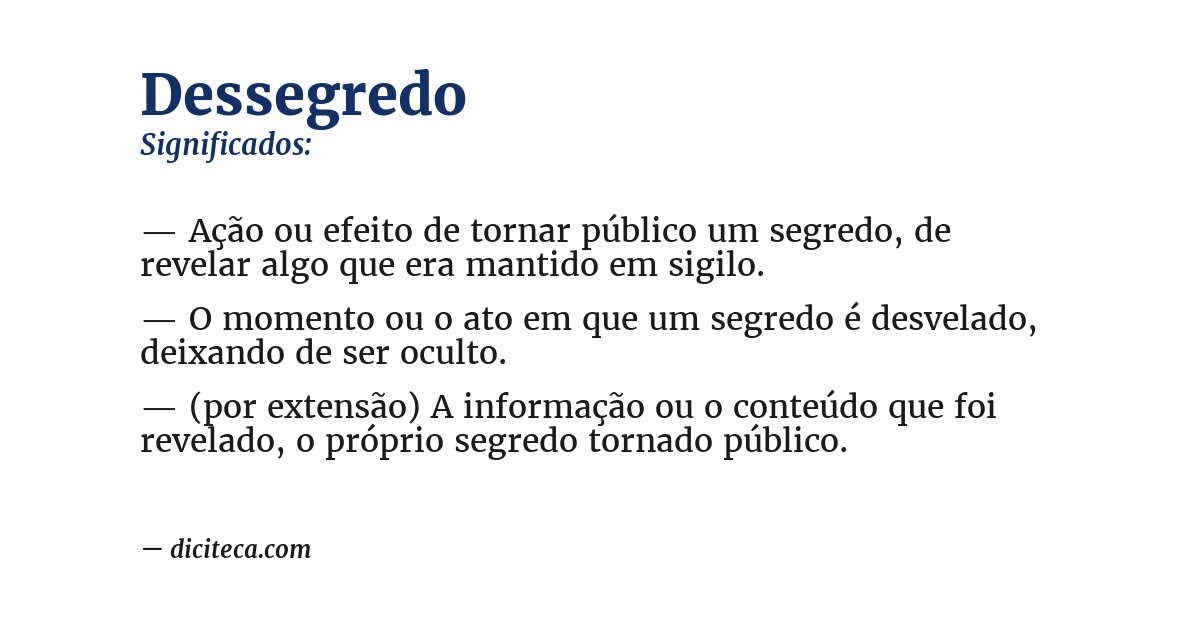 Significado de dessegredo
