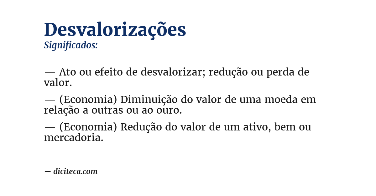 Significado de desvalorizações