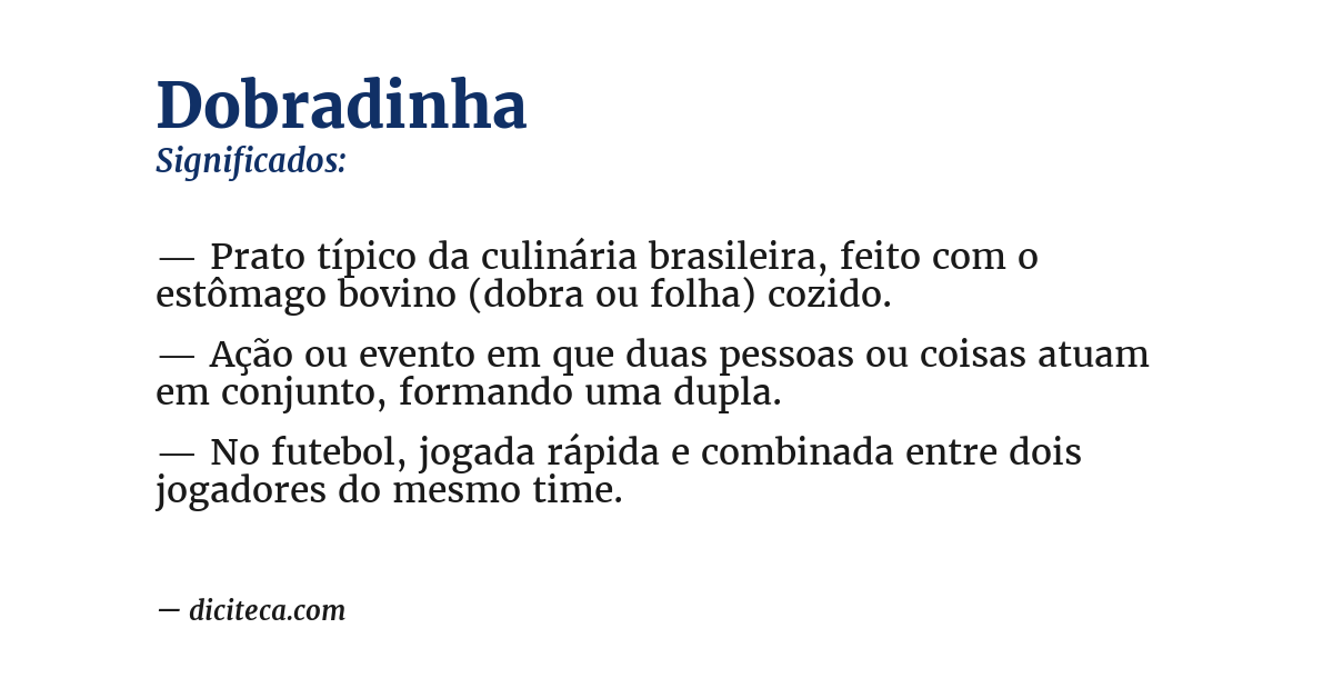 Significado de dobradinha