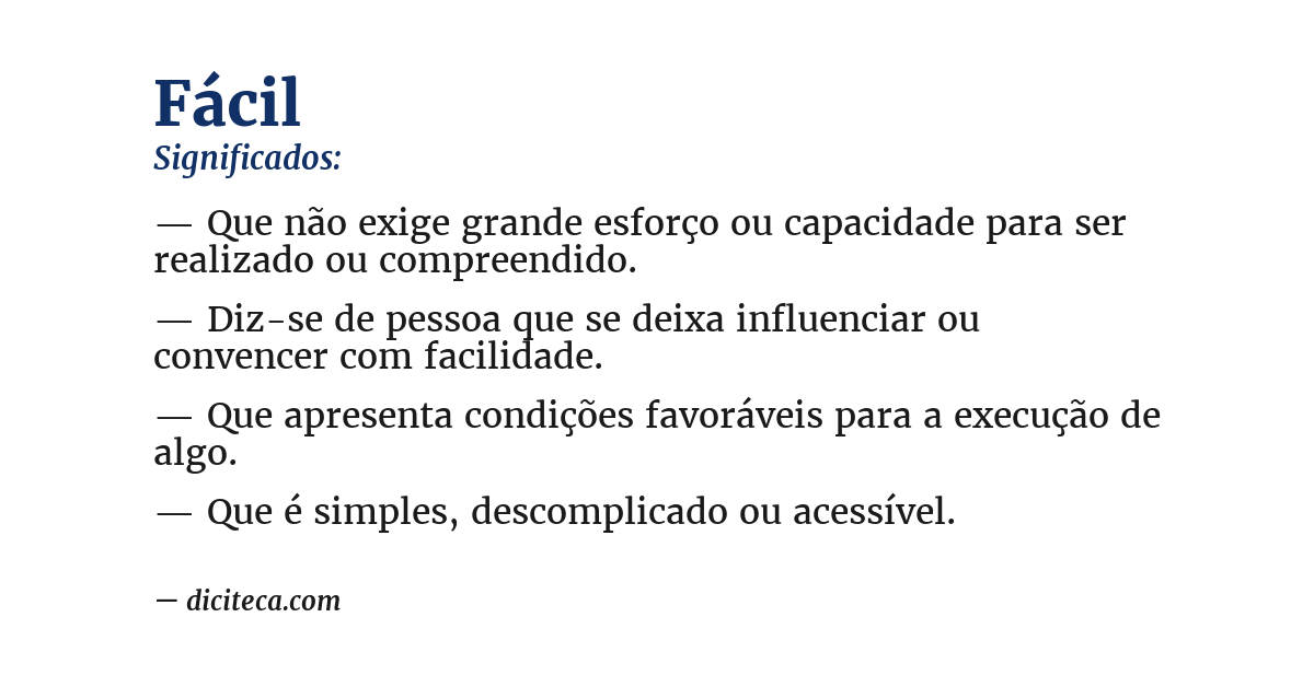 Significado de fácil