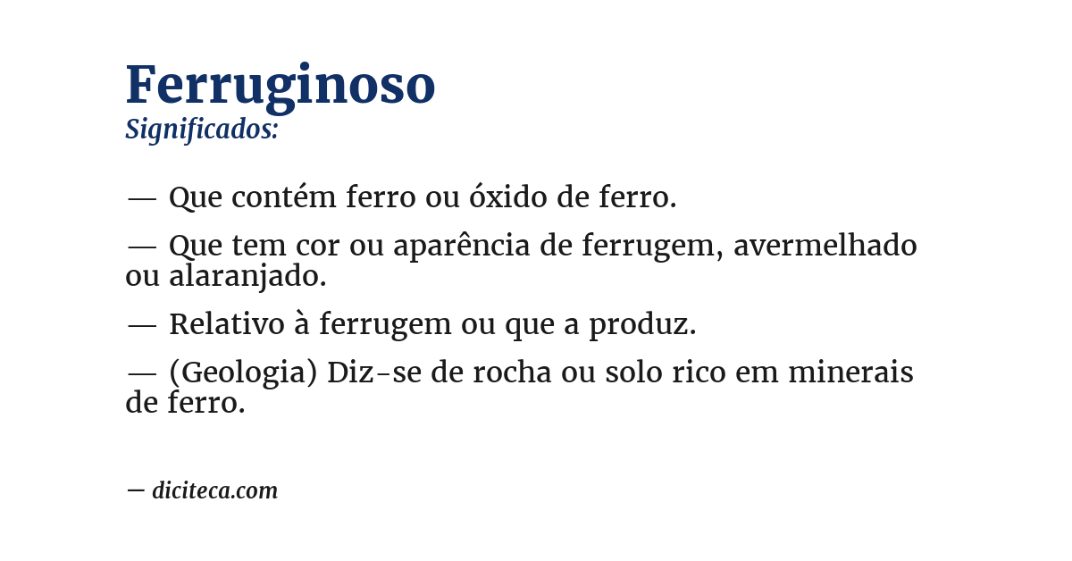 Significado de ferruginoso