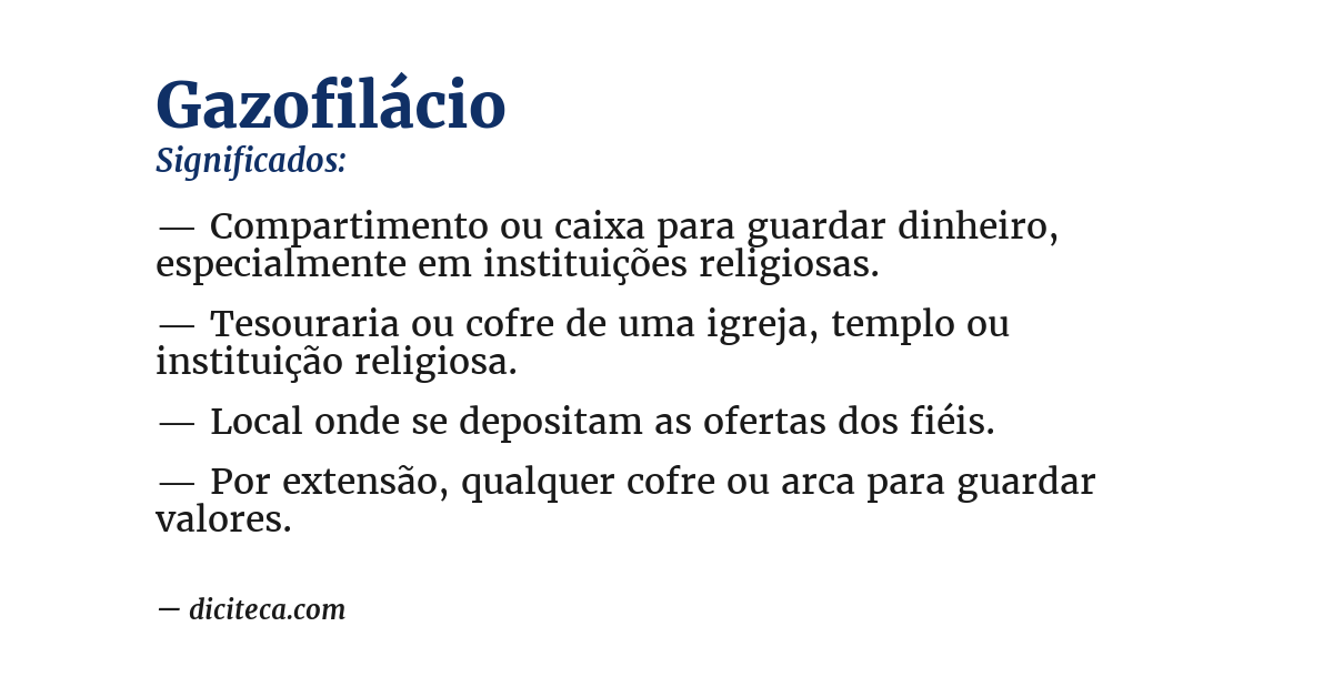 Significado de gazofilácio